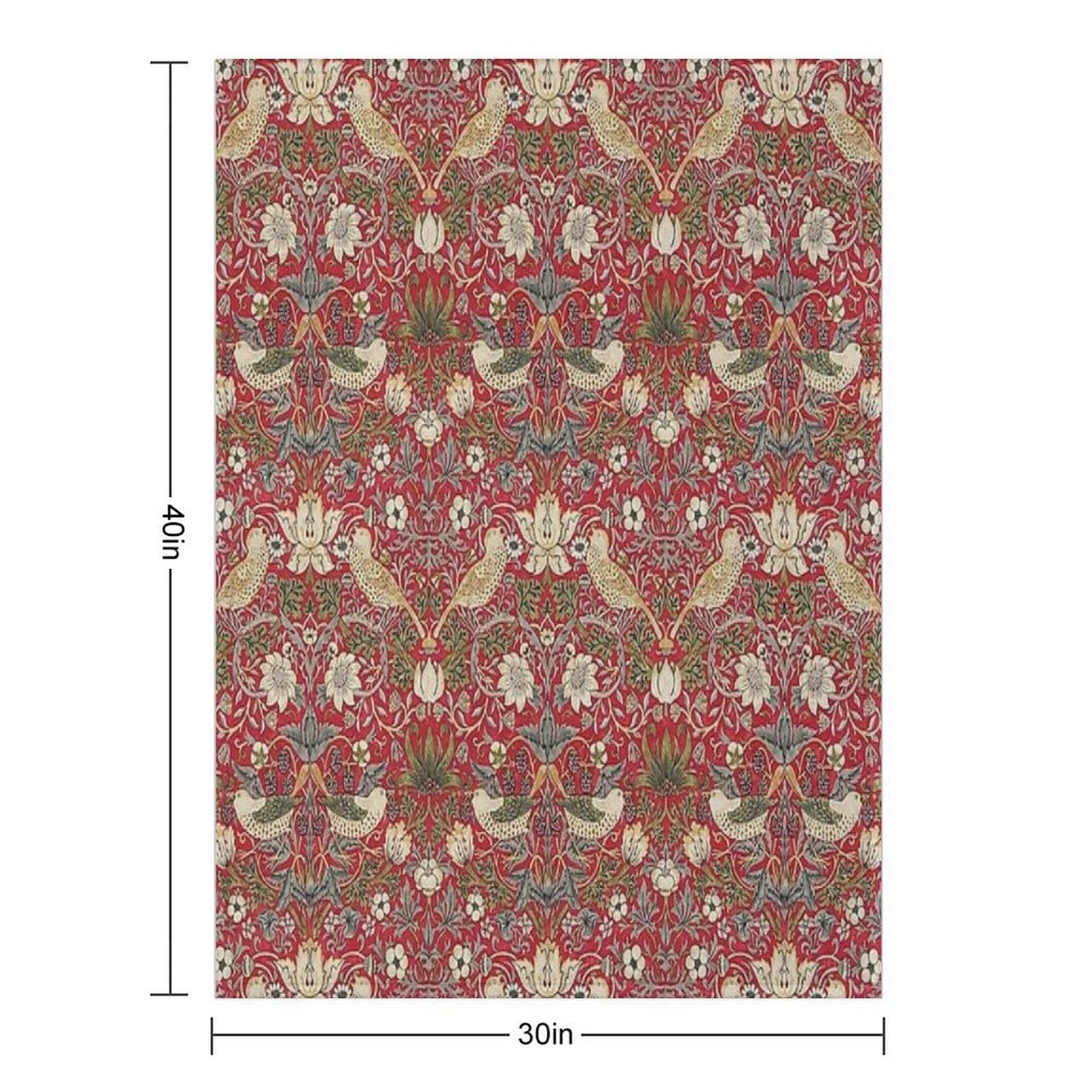 Strawberry Thief Crimson Vintage Pattern Throw Blanket