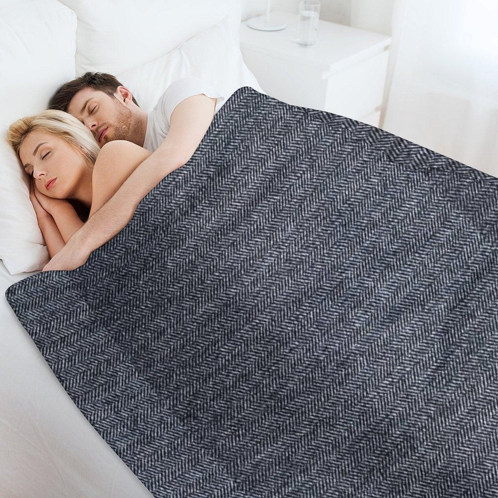 Grey Tweed Fabric Texture Throw Blanket