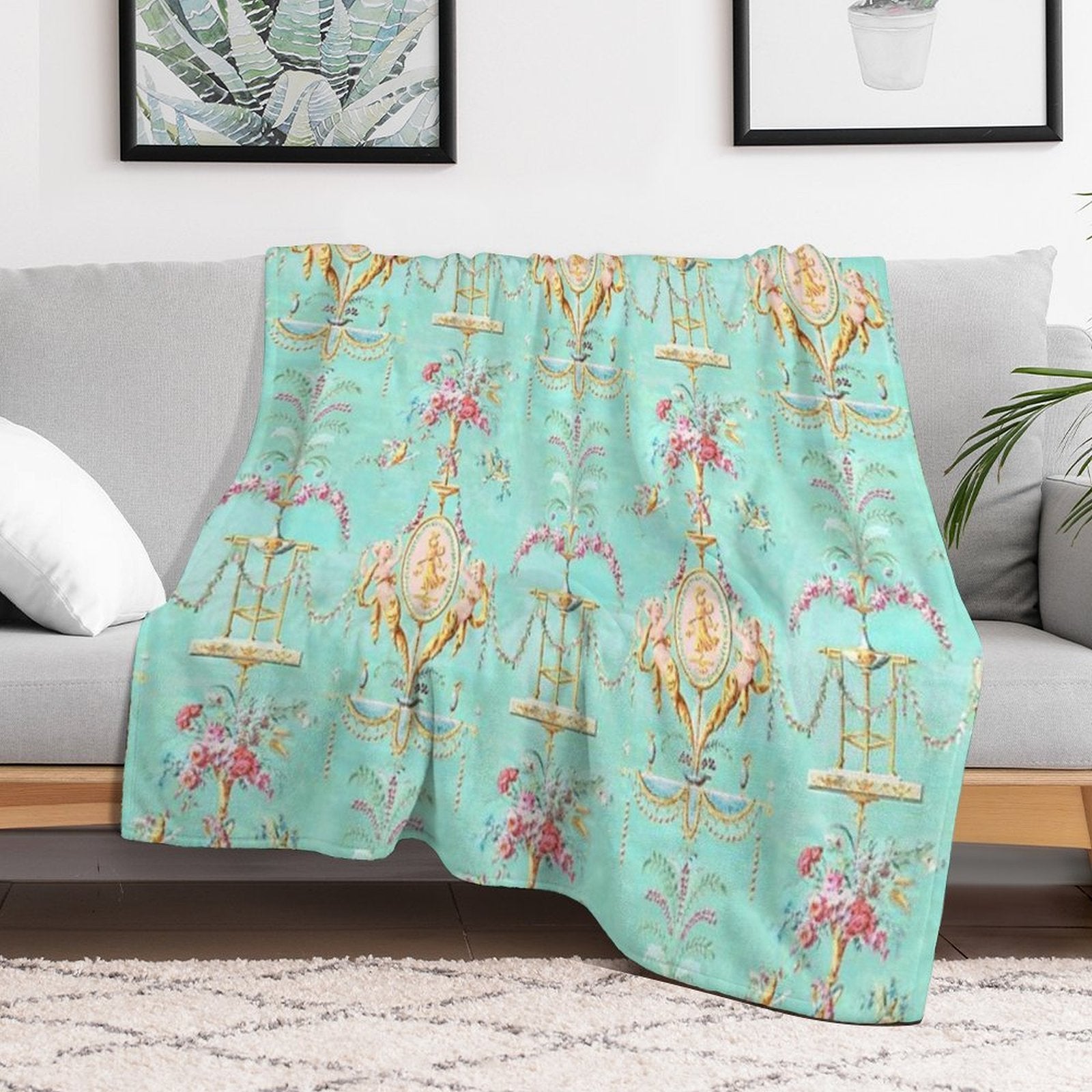 Marie Antoinette French Rococo Paris Pattern Quick-dry Throw Blanket
