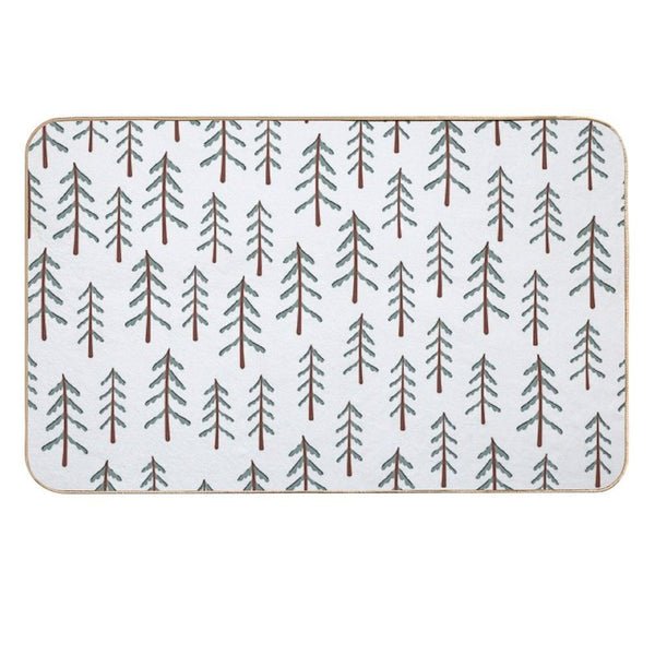 Fir Tree Doodle Wood  Anti-Trip Bath Mat