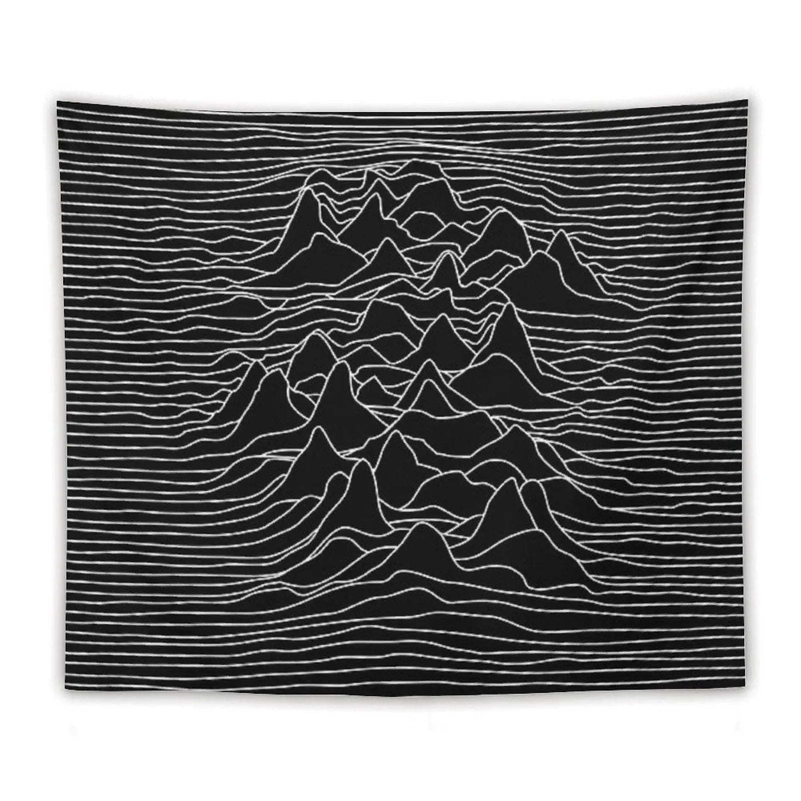 Black And White Illustration - Sound Wave Graphic  - Black Tapestry