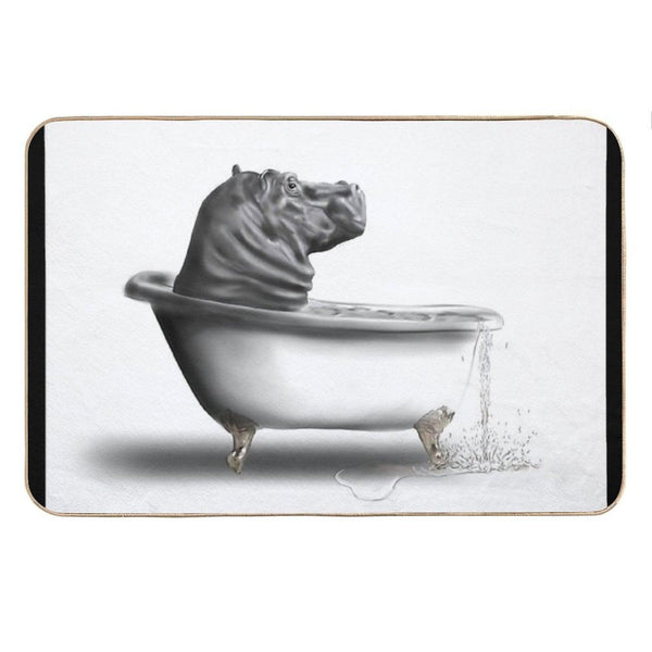 Hippo in The Bath Bath Mat