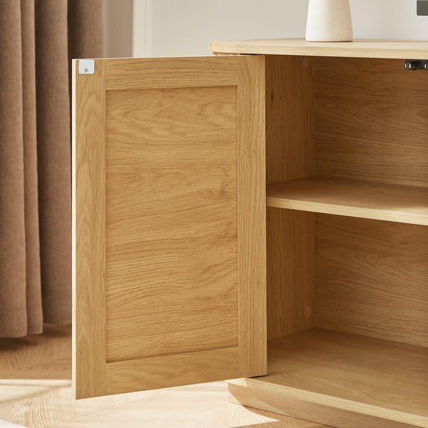 Ripple Modern TV Console – Soft Curves, Natural Wood Look