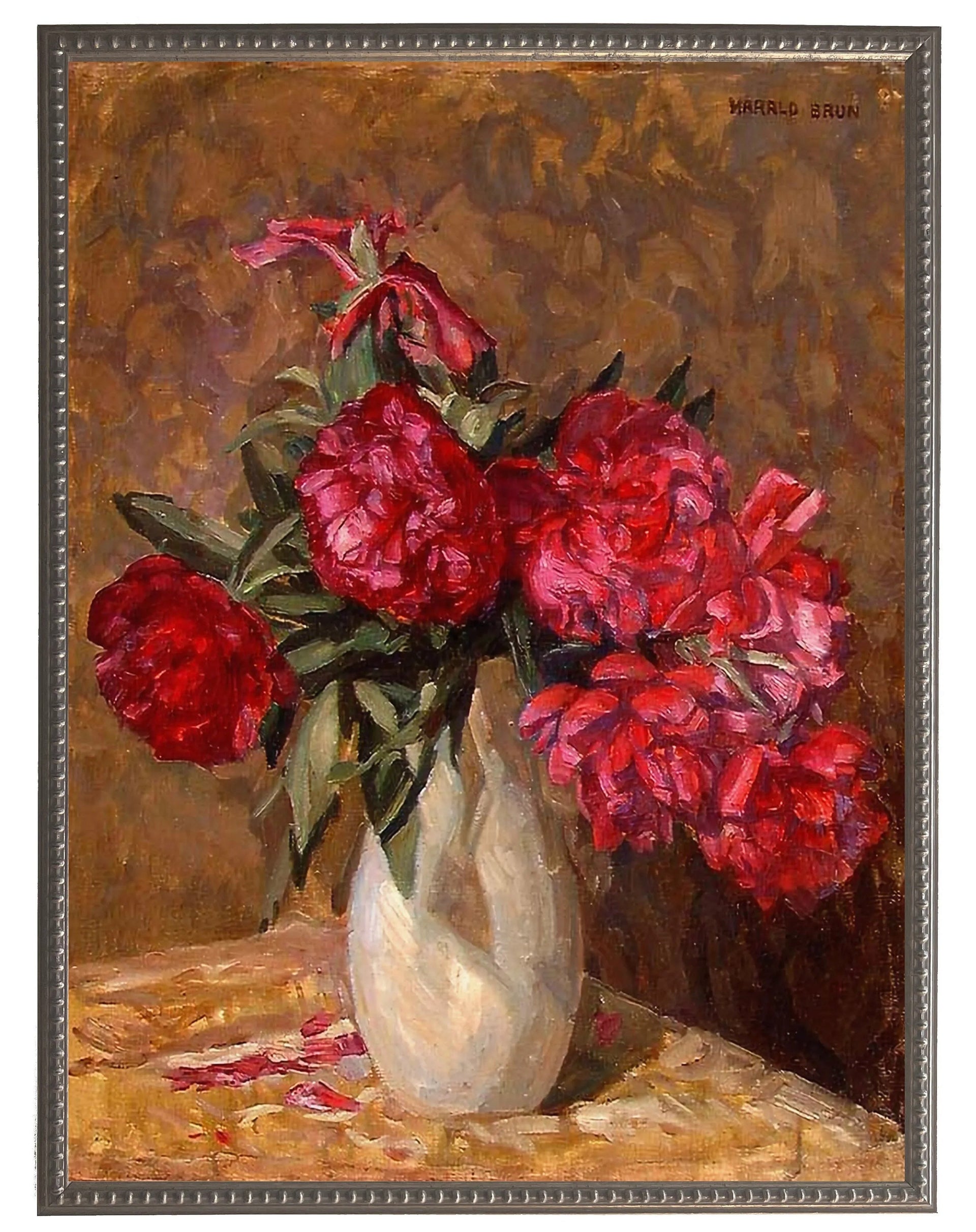 Vintage Floral Oil Painting Reproduction