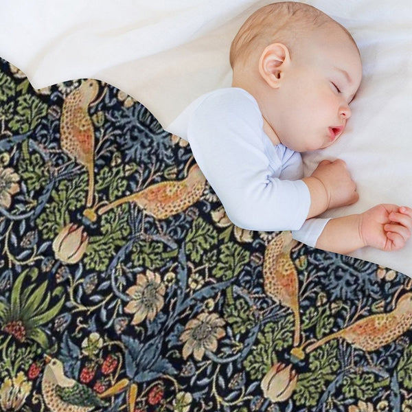 Strawberry Thief Royal Vintage Pattern Sustainable Throw Blanket