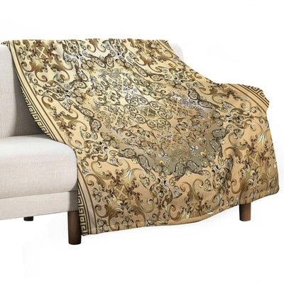 Baroque Orange Brown Greek Key Meander Durable Throw Blanket