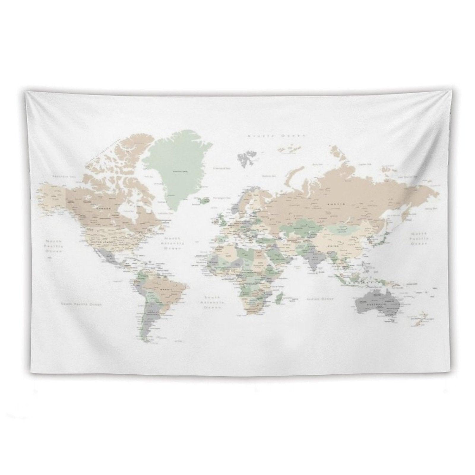 Detailed World Map with Cities, Anouk Tapestry