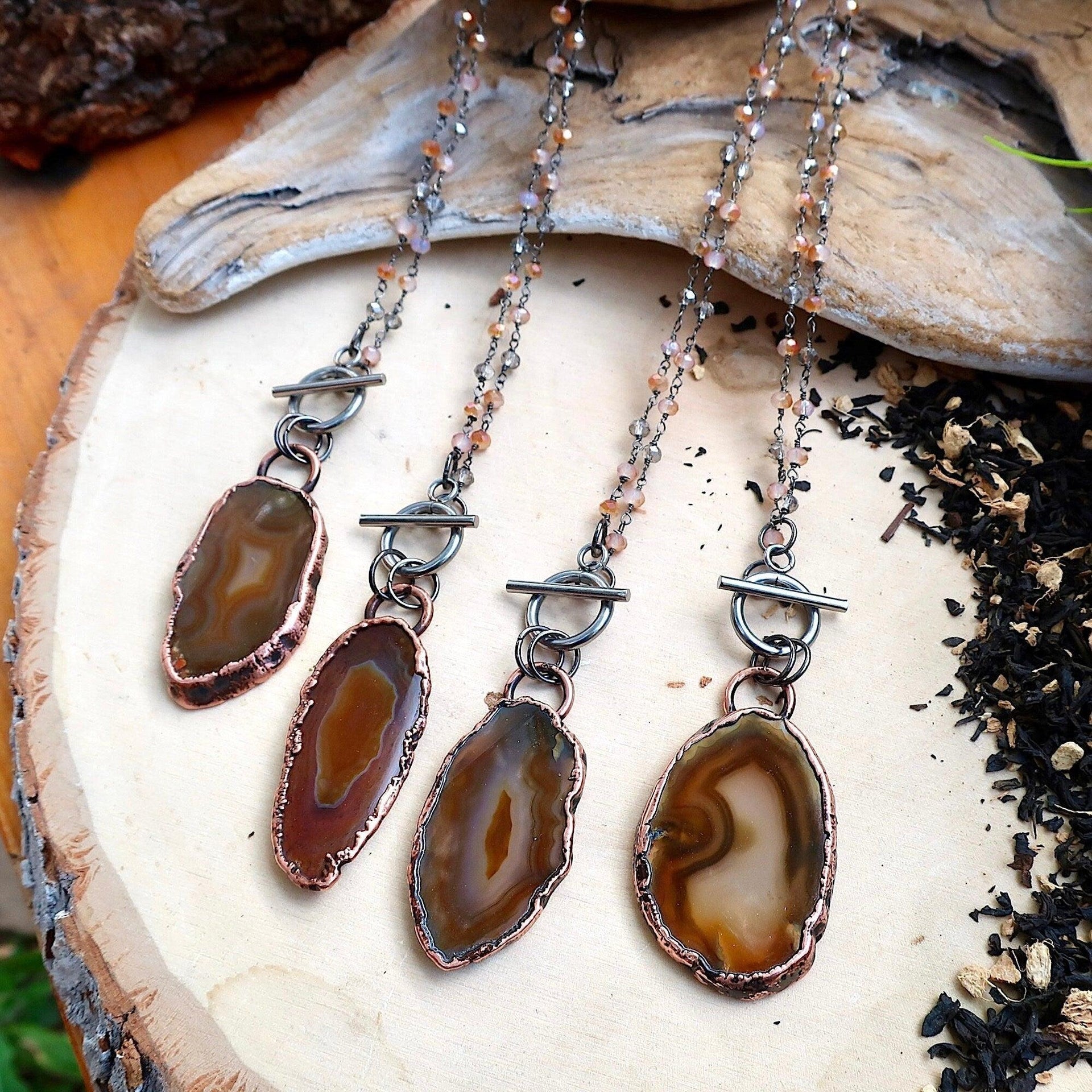 Handcrafted Agate Crystal Necklace Grounded Calm | By Blackbird & Sage