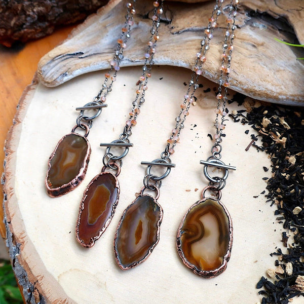 Handcrafted Agate Crystal Necklace Grounded Calm | By Blackbird & Sage