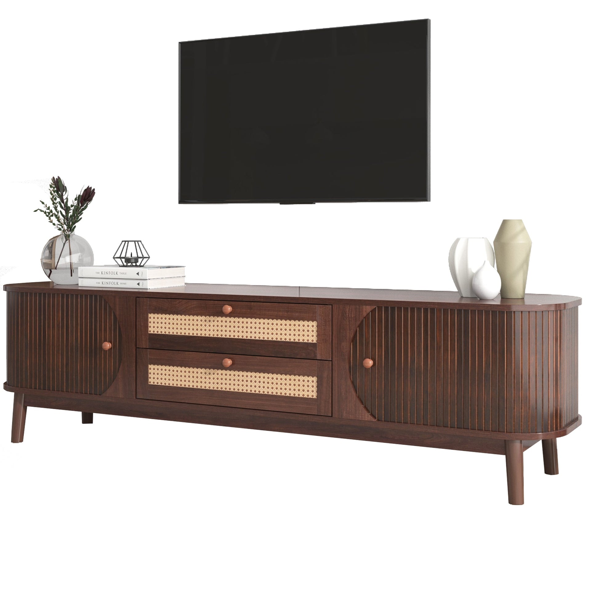 Modern Farmhouse Rattan TV Stand BLAKHOM