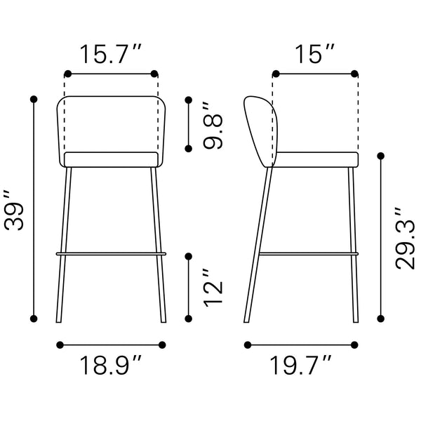 Linz Barstool (Set of 2) Gray