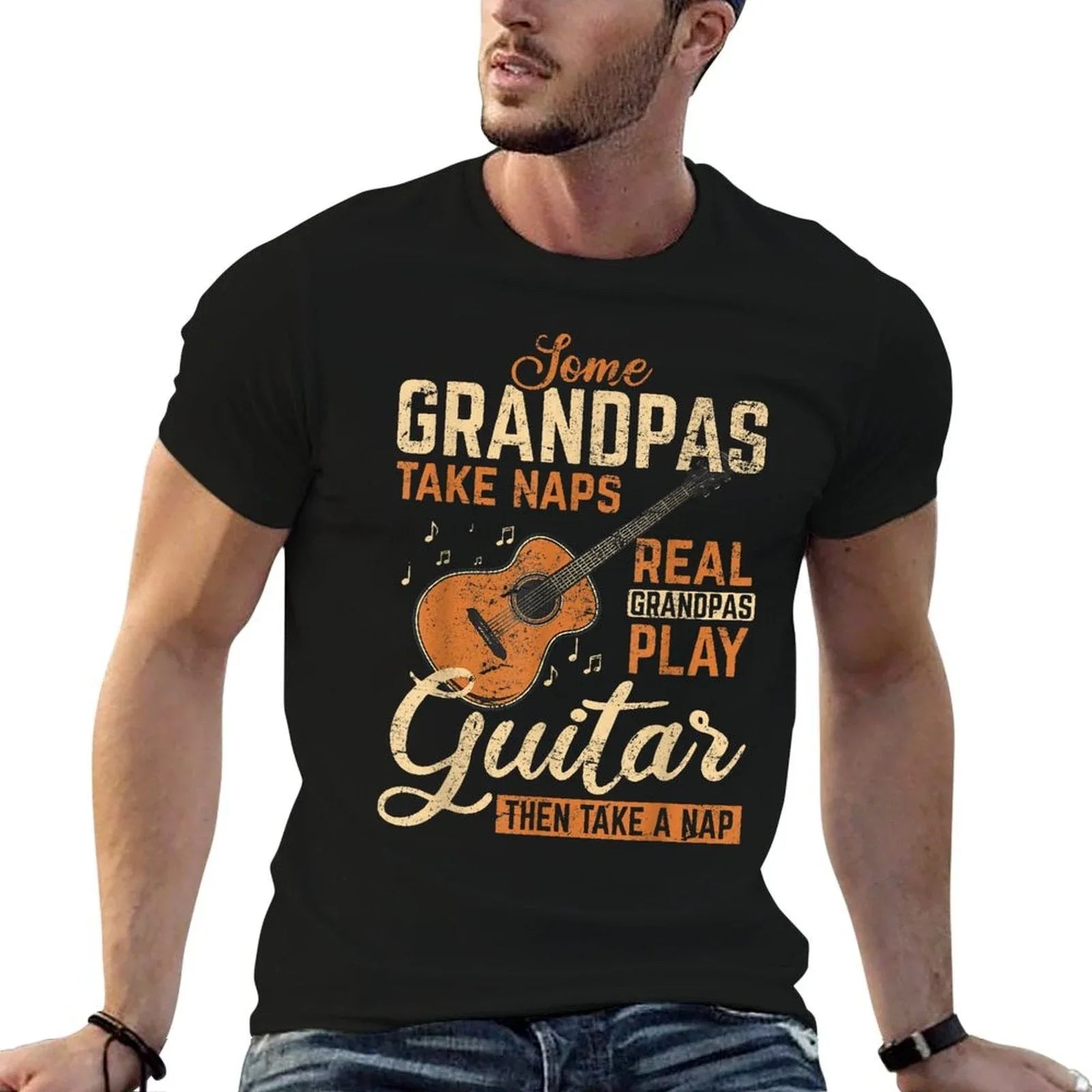 Real Grandpas Play Guitar Then Take Nap Funny Guitarist T-Shirt