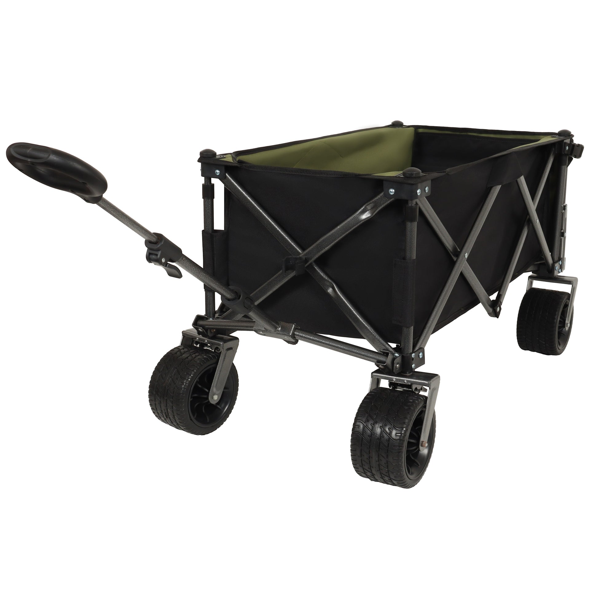 Collapsible Folding Wagon 300L,49' Extra Long Collapsible Wagon with Tailgate, All-Terrain 7'x 4' Big Wheels,Beach Wagon Cart Heavy Duty 400LBS Foldable Foldable Beach Wagon for Garden Sports Camping