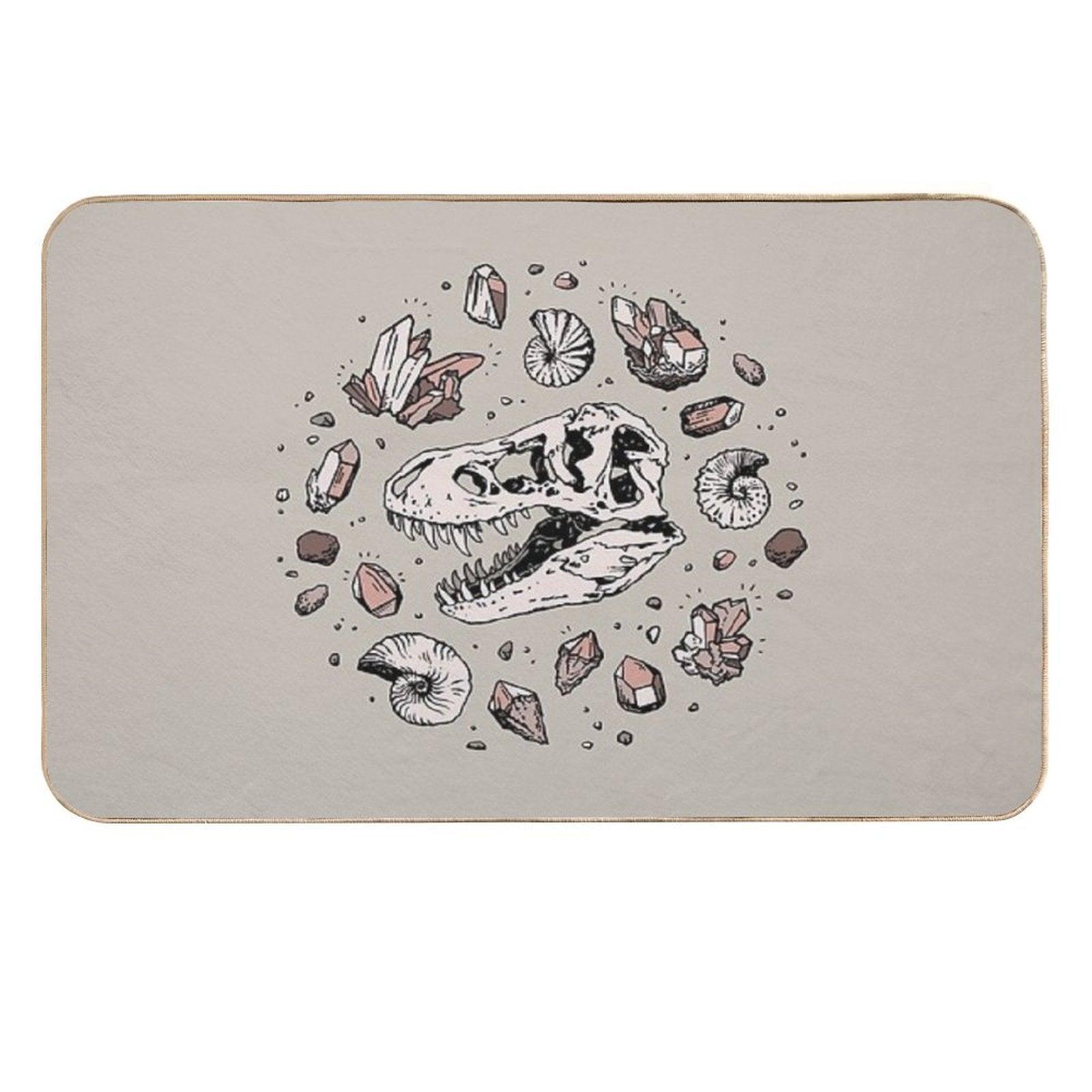 Geo-rex Vortex  Rose Quartz  Dinosaur Skull Fossil Art  Versatile Bath Mat