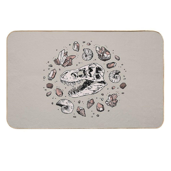 Geo-rex Vortex  Rose Quartz  Dinosaur Skull Fossil Art  Versatile Bath Mat