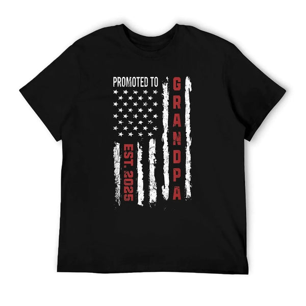 American Flag Promoted To Grandpa, First Time Grandpa 2025 T-Shirt