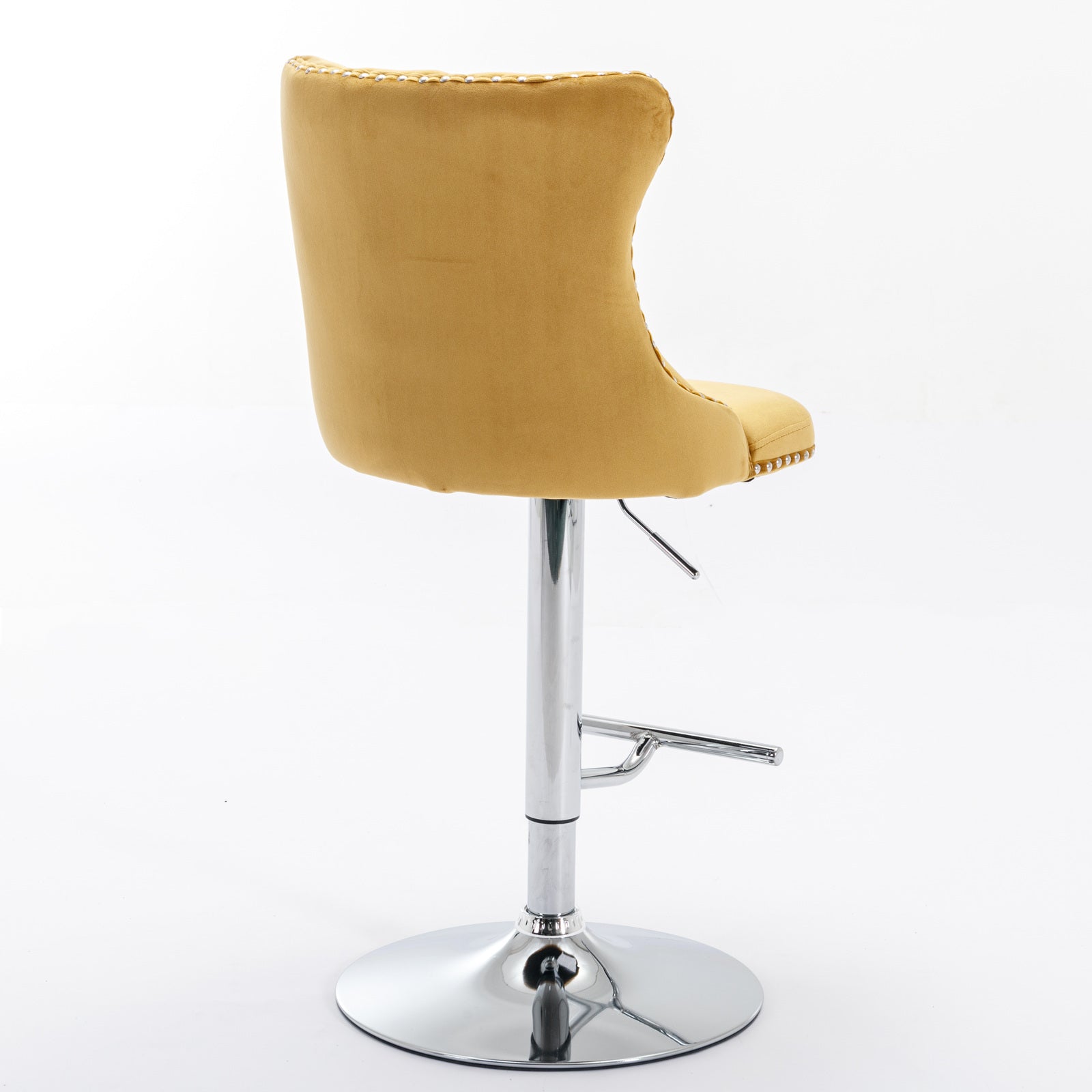 Modern Swivel Velvet Adjustable Height Upholstered Tufted Bar Stools with Backs