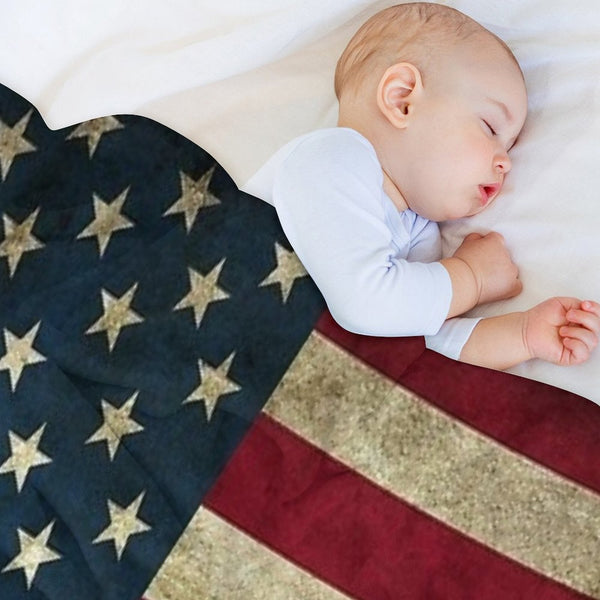 American Flag Vintage Plush Throw Blanket
