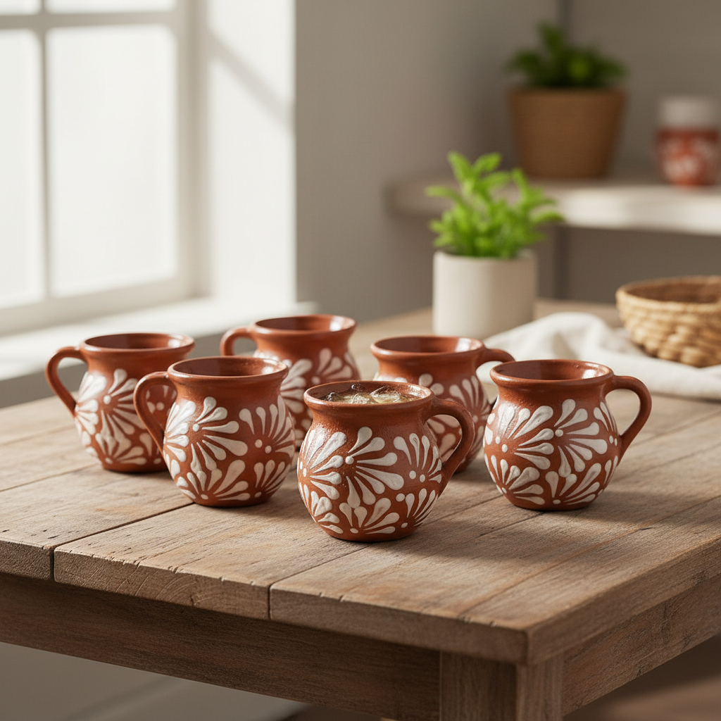 Mexican Clay Jarrito Mug | Handmade Brown Pottery Cup