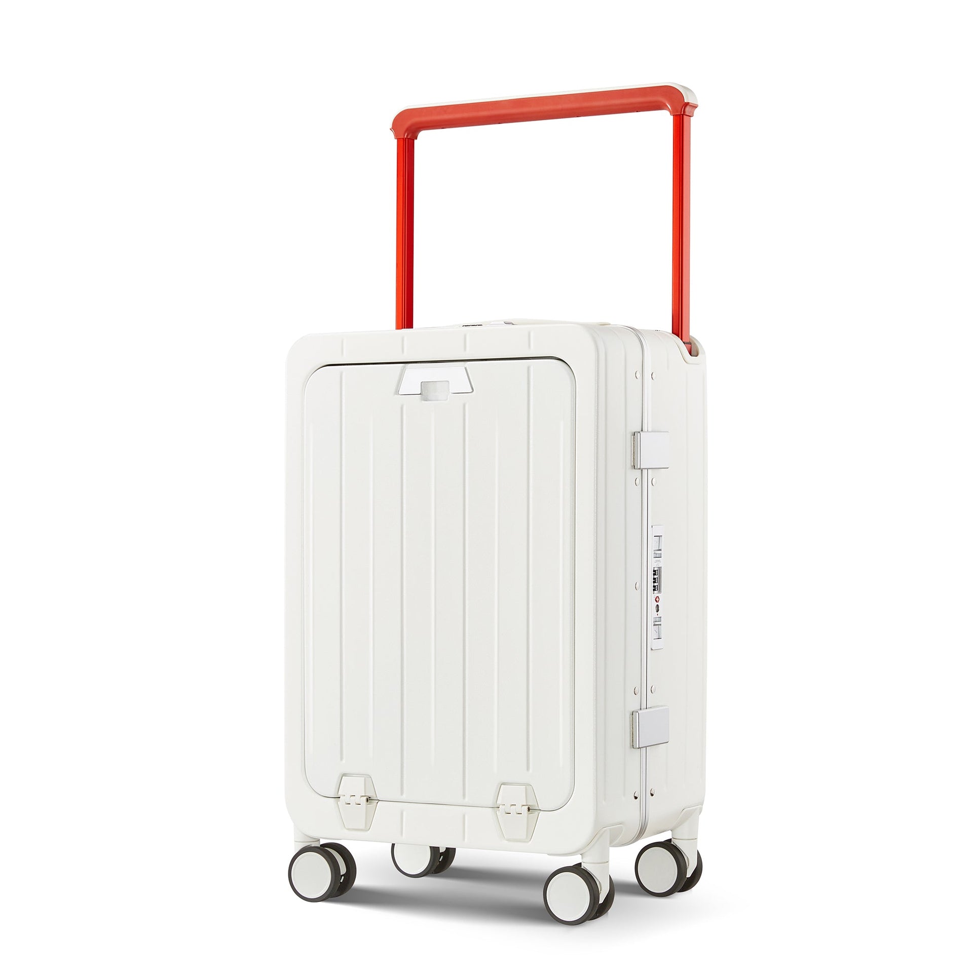 Aluminum Frame 20 Inch with Front Open Carry-on Luggage, PC Hard Shell Suitcase, Bounce Wide Handle Pull Rod Luggage with 360°Double Wheels, Built-In TSA Lock, Airline Approved Suitcase for Business