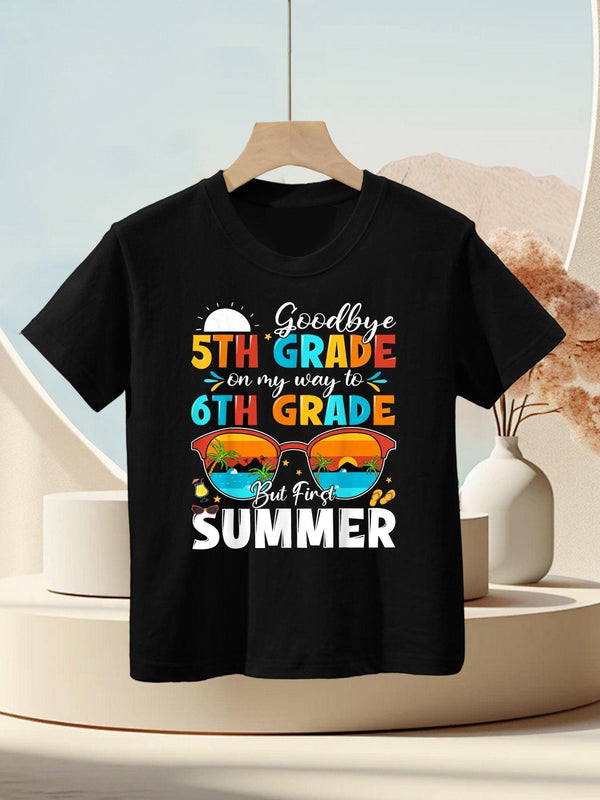 Goodbye 5th Grade Graduation To 6th Grade Hello Summer Kids Kids T-Shirt