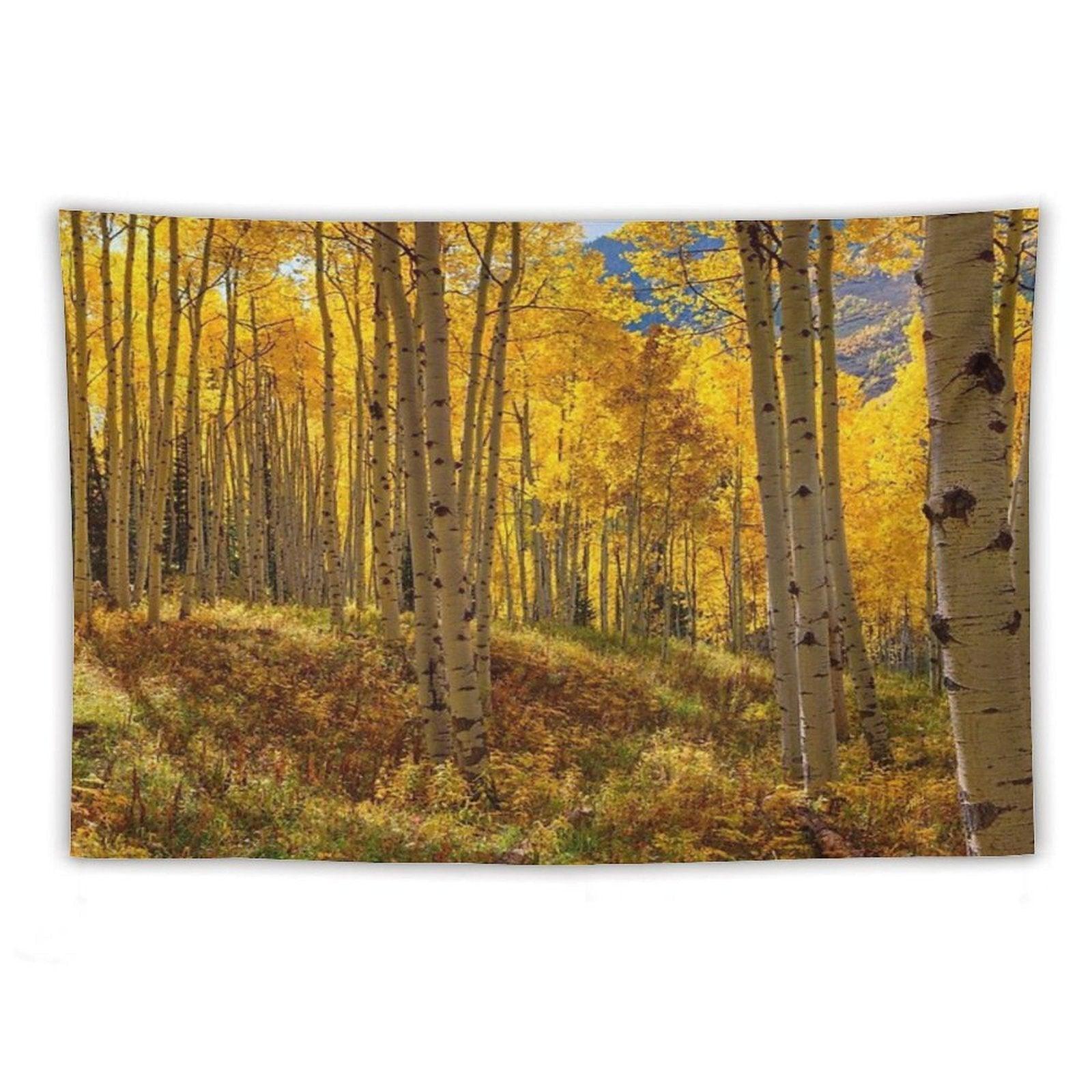 Autumn Aspen Forest Aspen Colorado Panorama Tapestry
