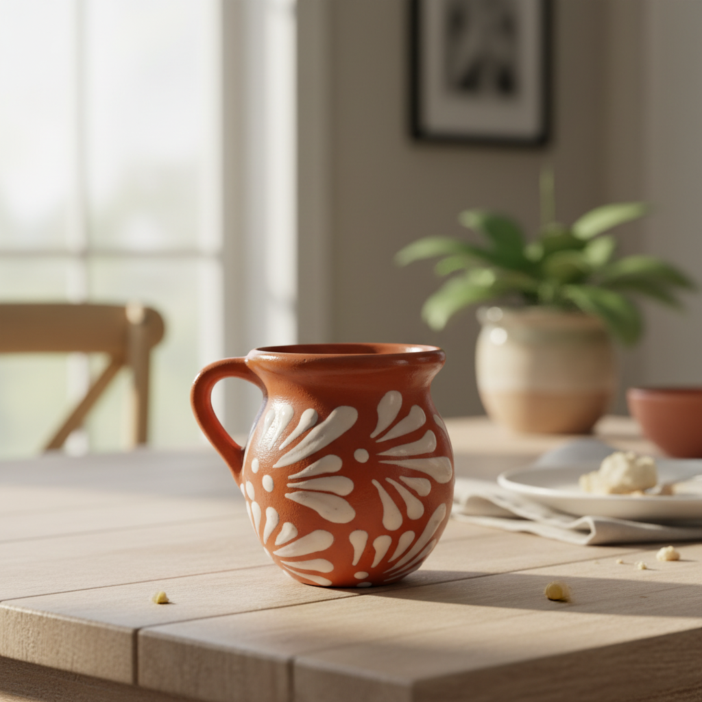 Mexican Clay Jarrito Mug | Handmade Brown Pottery Cup