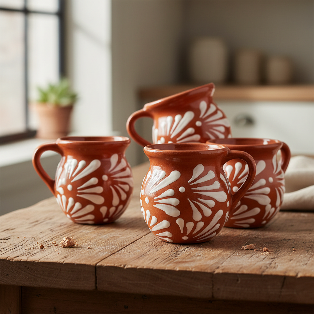 Mexican Clay Jarrito Mug | Handmade Brown Pottery Cup