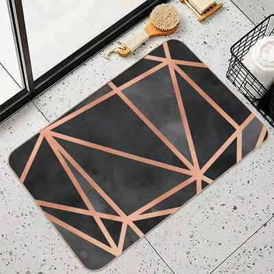 Black And Copper Geo  Non-Slip Bath Mat
