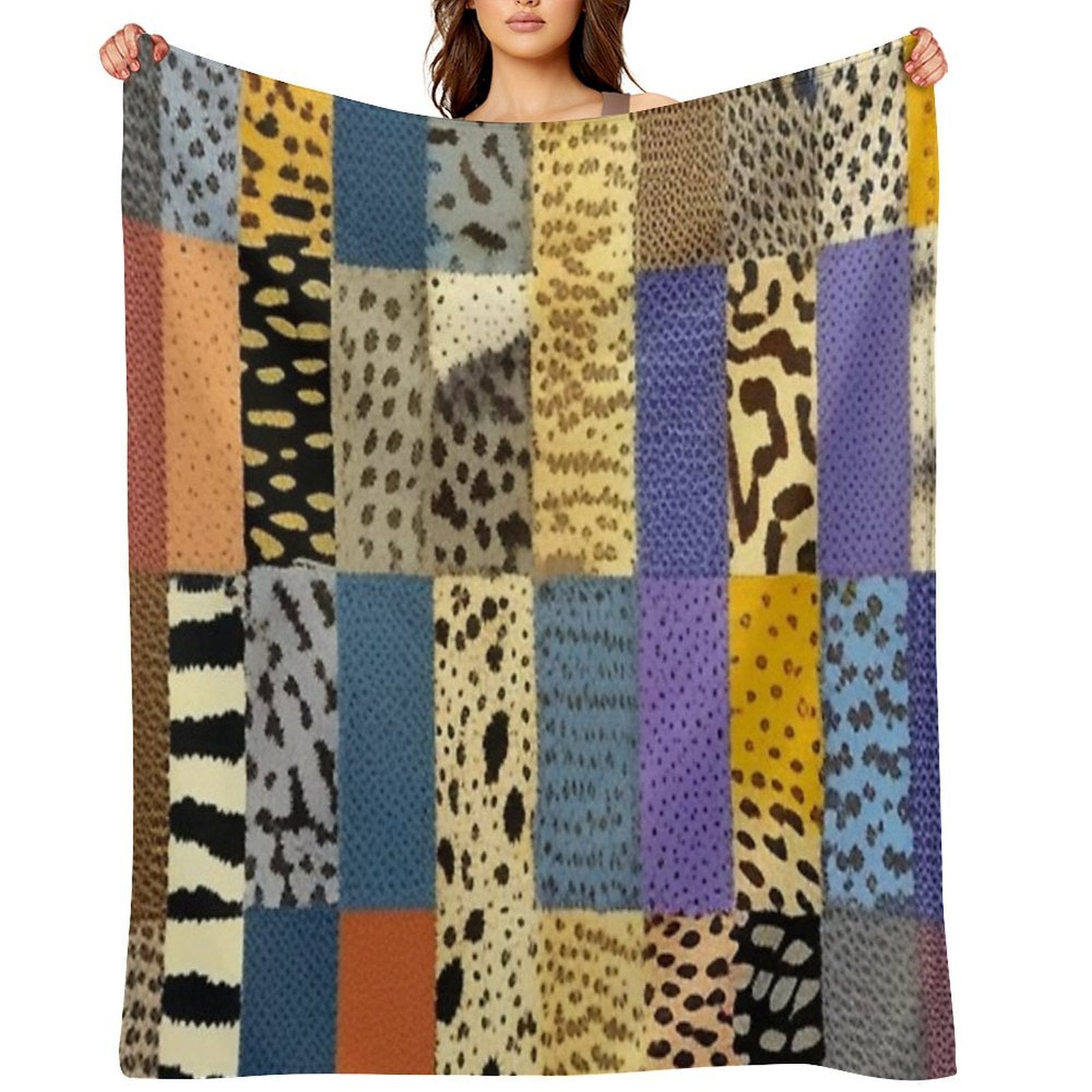Animal Print Patchwork Quilt All-season Throw Blanket