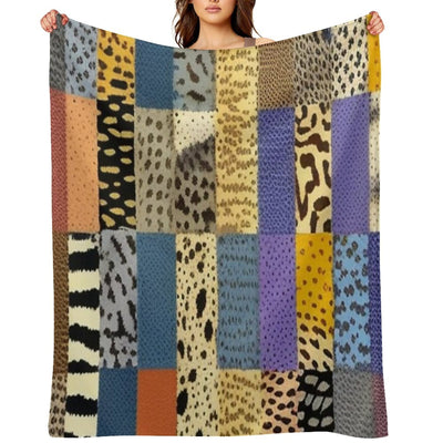 Animal Print Patchwork Quilt All-season Throw Blanket