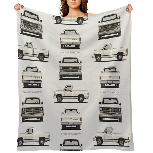 1973 C20 Square Body – Classic Chevy Pickup Triple-View Throw Blanket