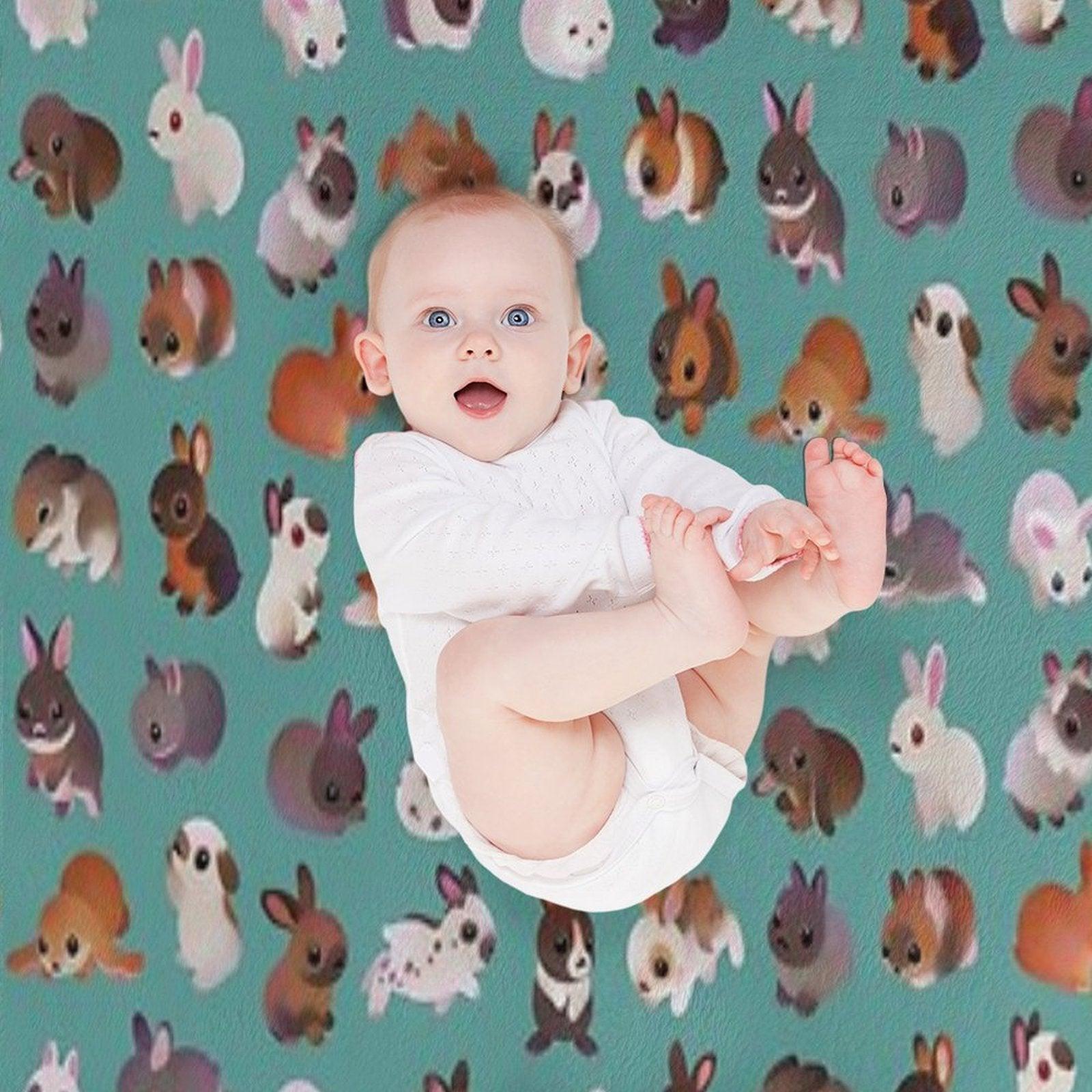 Bunny Day - Green Throw Blanket