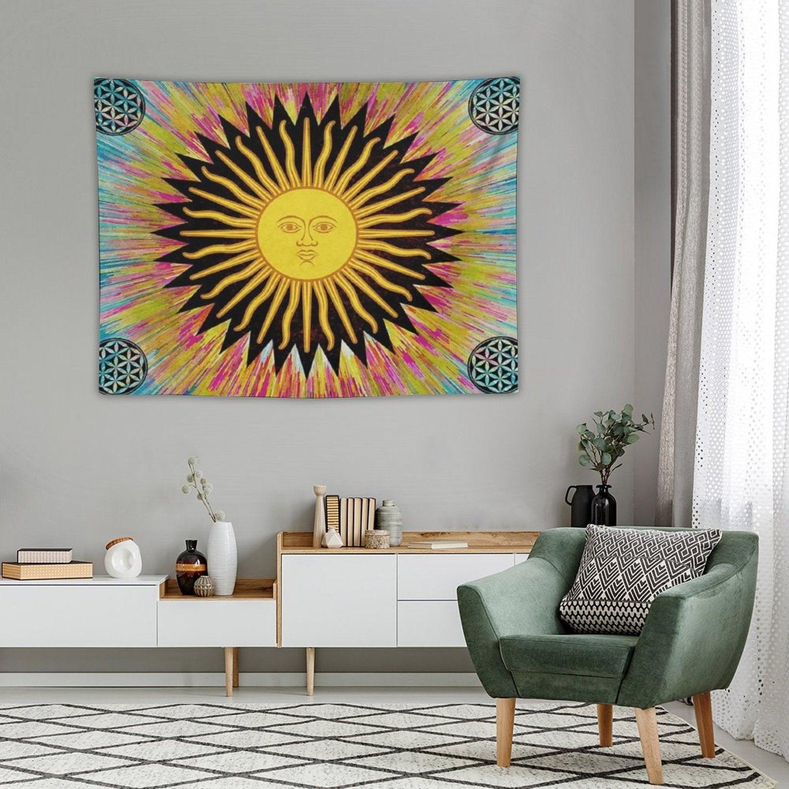 Psychedelic Sun Star  Bohemian Zen Hippie Festival Tapestry