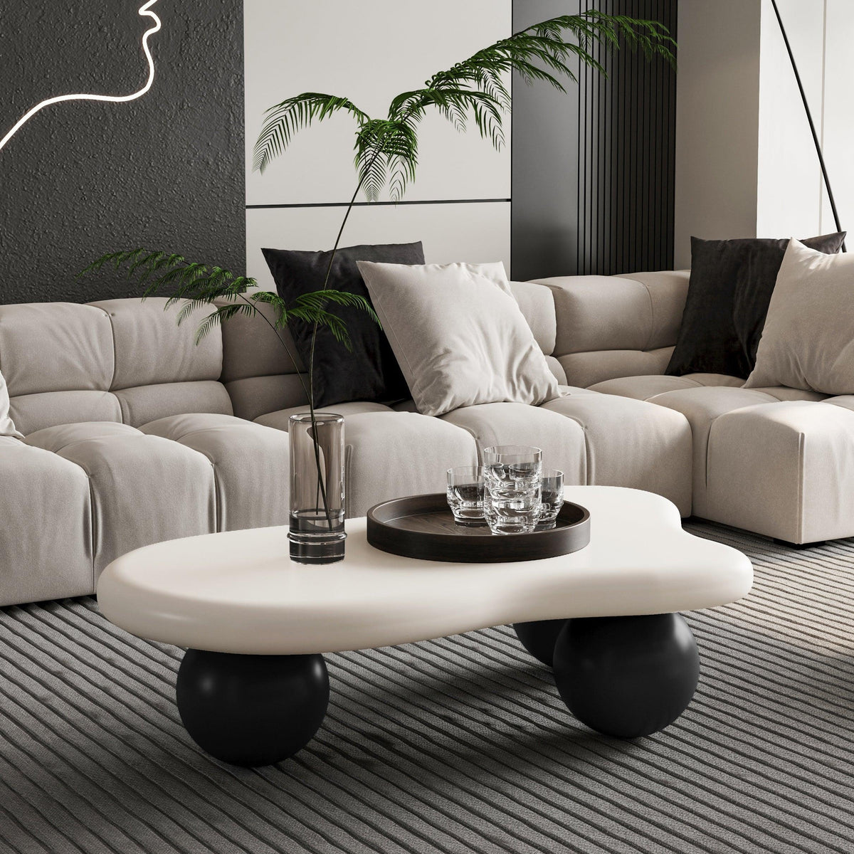 Modern Black & White Cloud Coffee Table