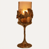 Gold Candle Holder - Glass Hurricane with Gingko Leaf Design for Indoor Decor