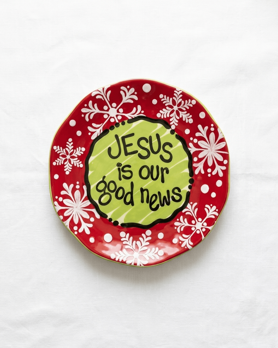 Carla Grogan Christmas Plate Set of Two Brings us Great Joy Is Our Good News