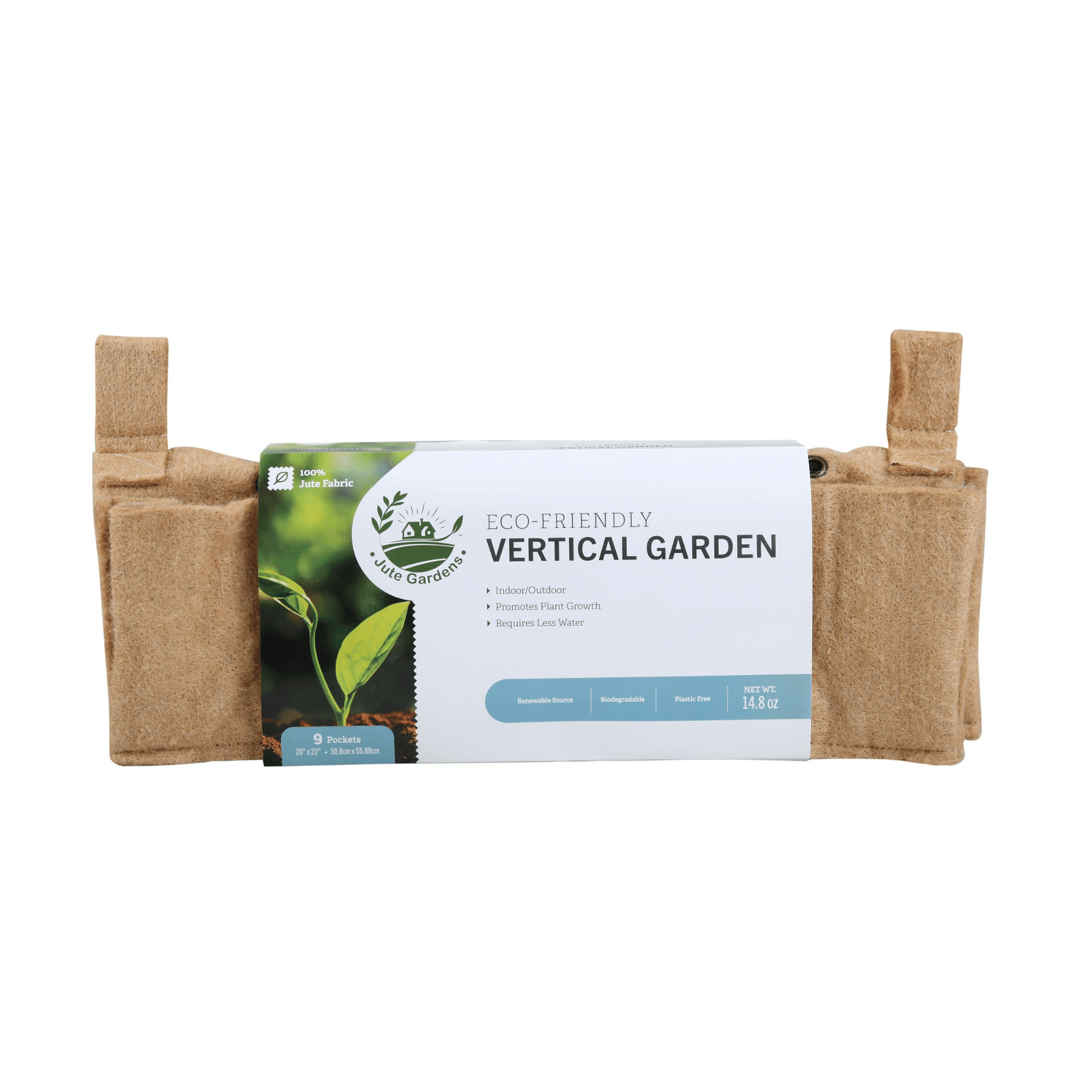 Jute Gardens 9-Pocket Vertical Living Wall Planter – Indoor/Outdoor Eco-Friendly Hanging Garden for Herbs, Flowers & Vegetables