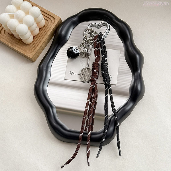 Miu Style Bag Charm Couple Edition Billiard Black 8 Decorative Chain Korean INS Alloy Badminton Climbing Keychain