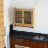 24.8 '' Glass door retro double door wall cabinet with three levels of storage space with towel rack, original wood color