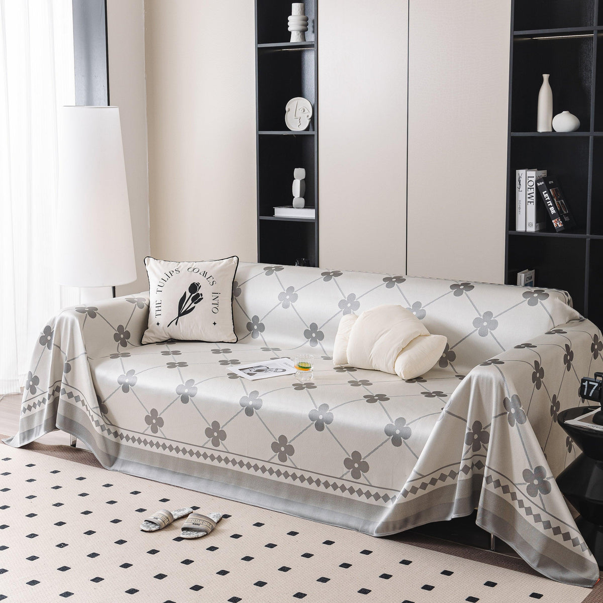 Cooling Four-Leaf Clover Hope Faith Love Luck Summer Comfy Ice Silk Furniture Throw Covers for Sofas
