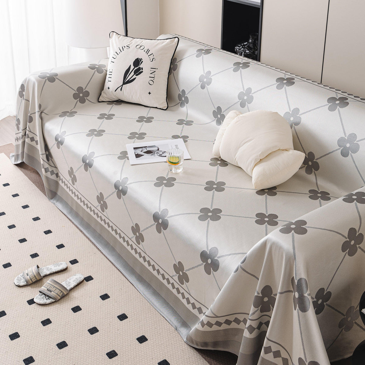 Cooling Four-Leaf Clover Hope Faith Love Luck Summer Comfy Ice Silk Furniture Throw Covers for Sofas