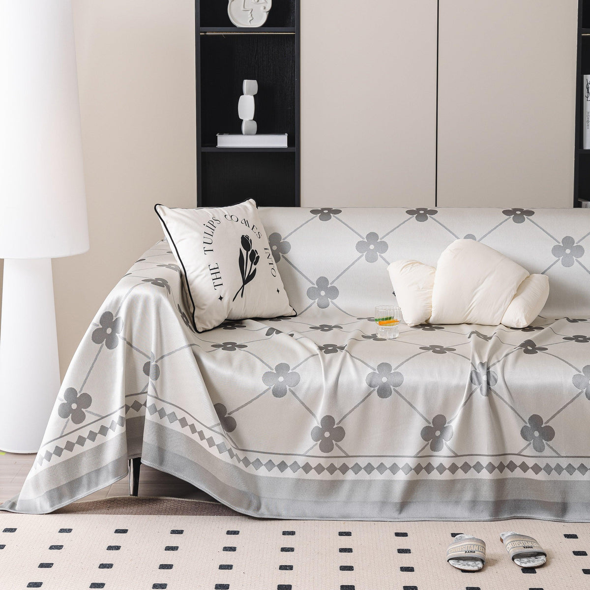 Cooling Four-Leaf Clover Hope Faith Love Luck Summer Comfy Ice Silk Furniture Throw Covers for Sofas