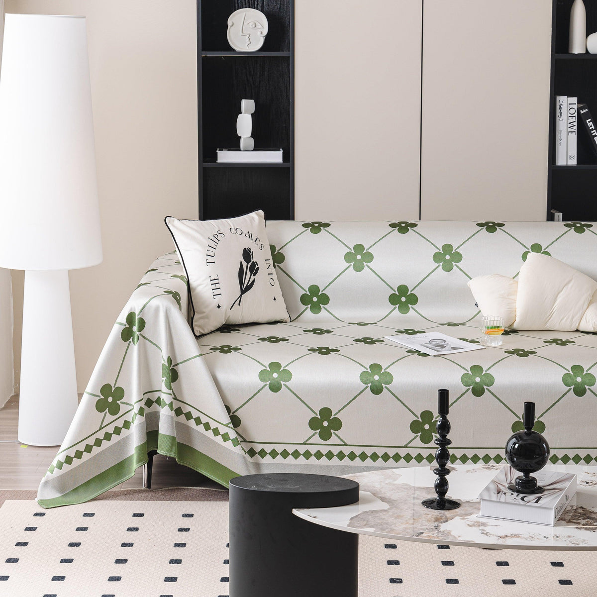 Cooling Four-Leaf Clover Hope Faith Love Luck Summer Comfy Ice Silk Furniture Throw Covers for Sofas