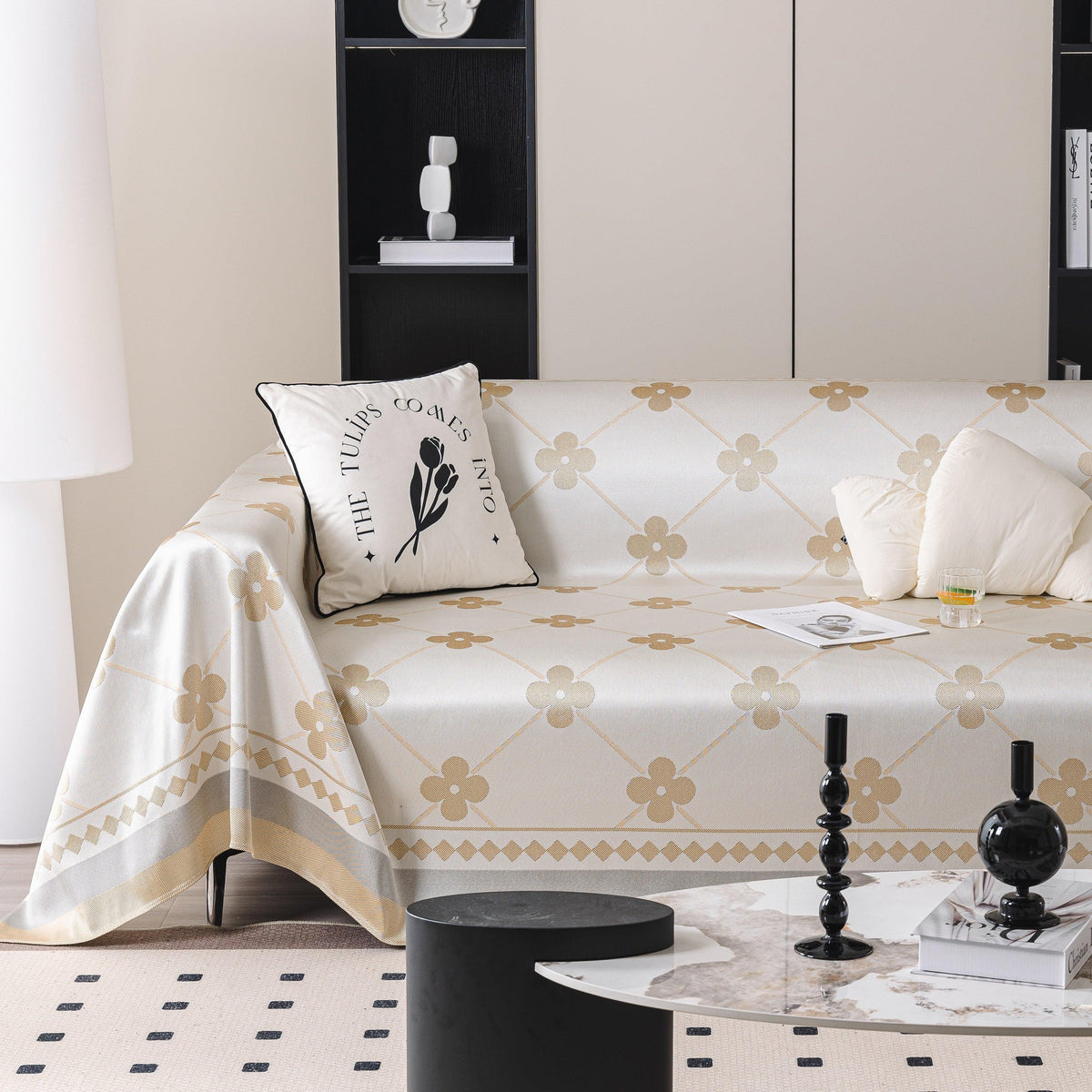 Cooling Four-Leaf Clover Hope Faith Love Luck Summer Comfy Ice Silk Furniture Throw Covers for Sofas
