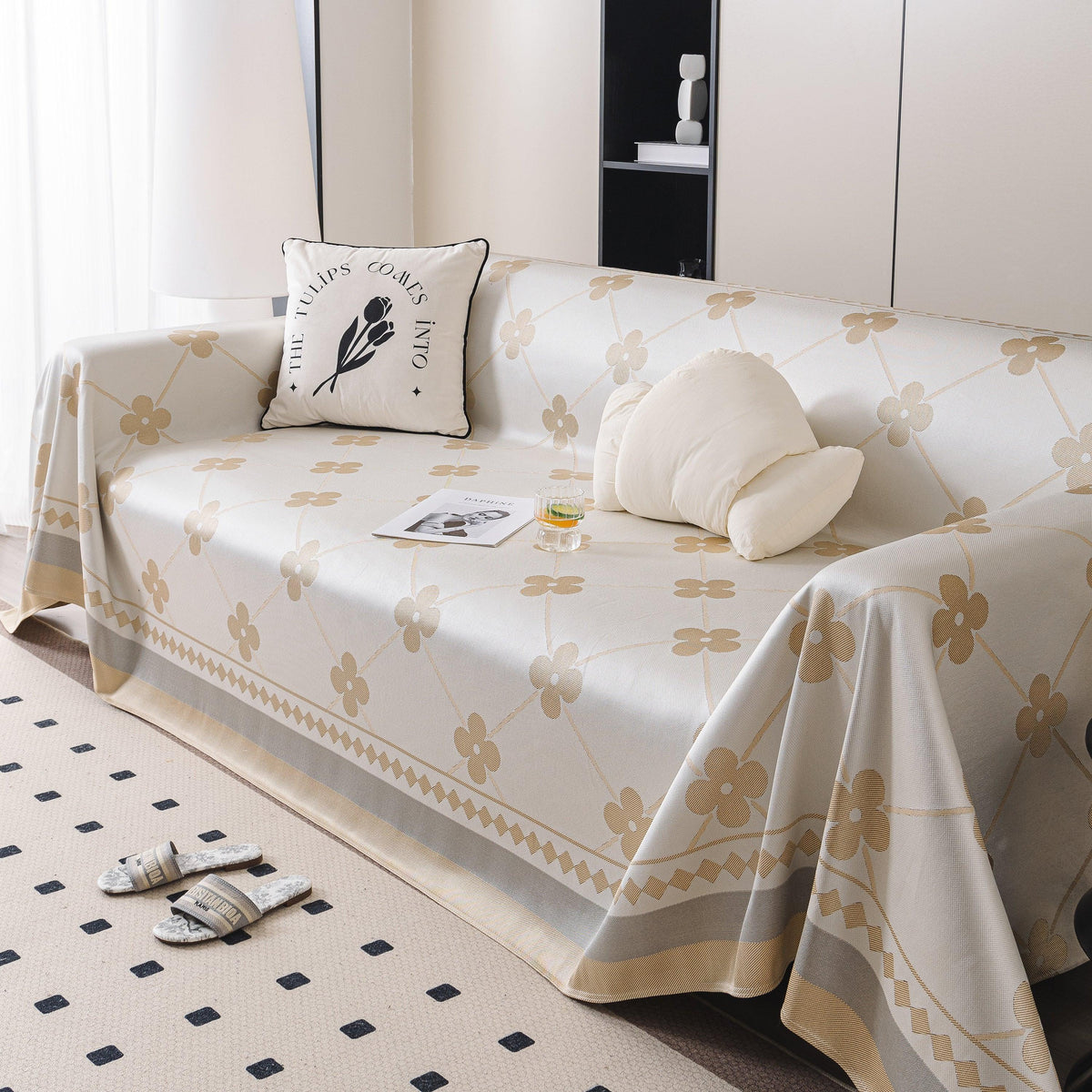Cooling Four-Leaf Clover Hope Faith Love Luck Summer Comfy Ice Silk Furniture Throw Covers for Sofas