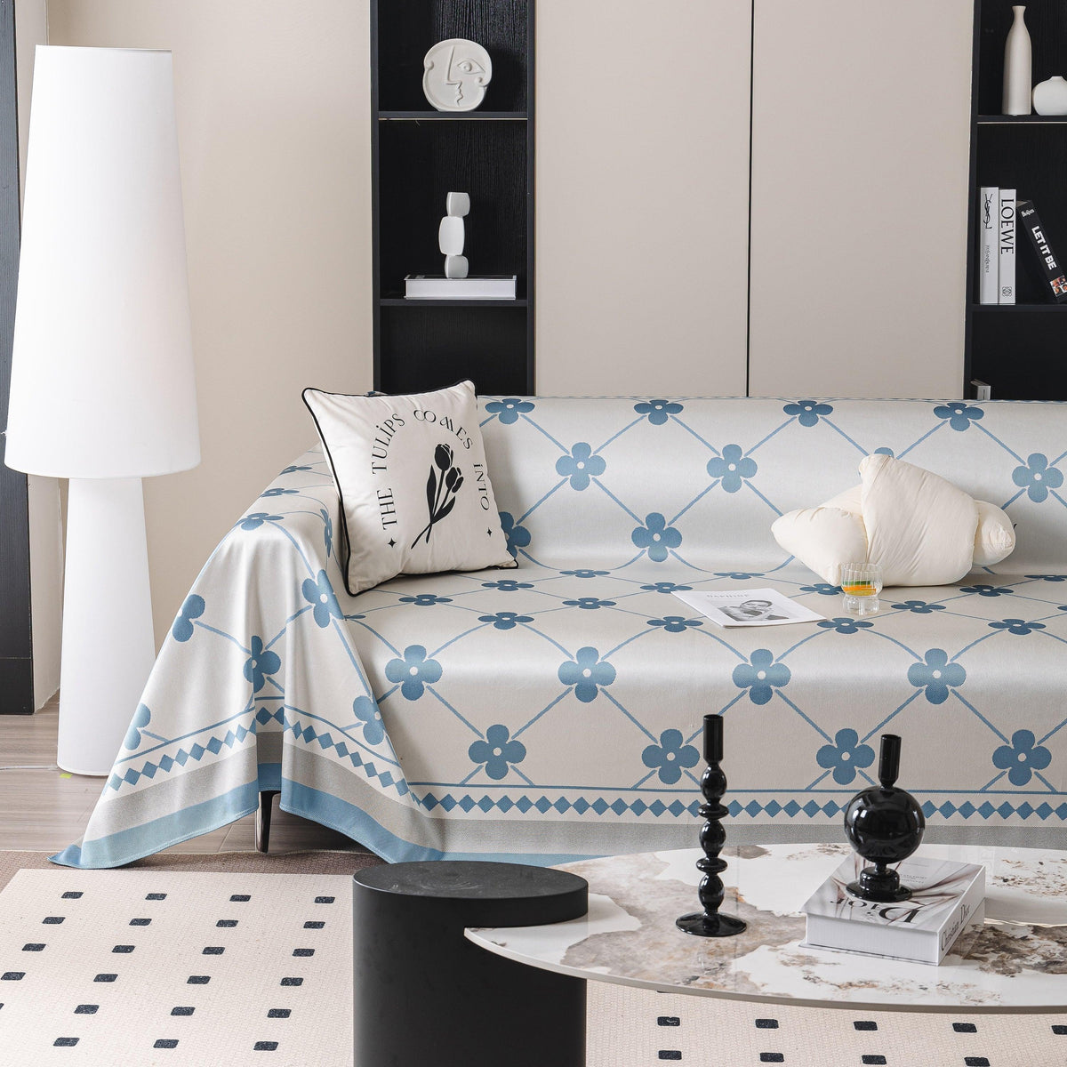 Cooling Four-Leaf Clover Hope Faith Love Luck Summer Comfy Ice Silk Furniture Throw Covers for Sofas