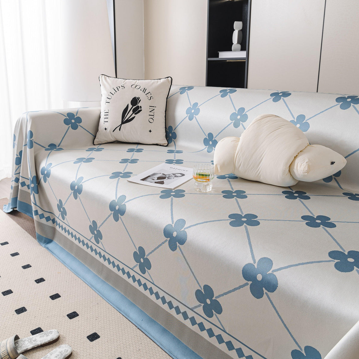 Cooling Four-Leaf Clover Hope Faith Love Luck Summer Comfy Ice Silk Furniture Throw Covers for Sofas