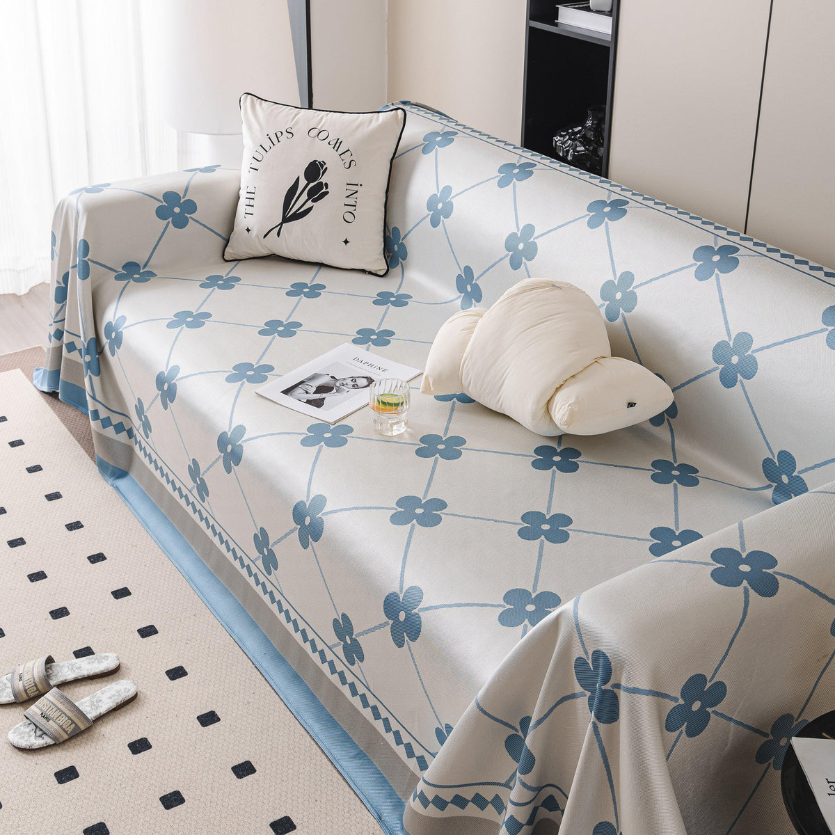 Cooling Four-Leaf Clover Hope Faith Love Luck Summer Comfy Ice Silk Furniture Throw Covers for Sofas