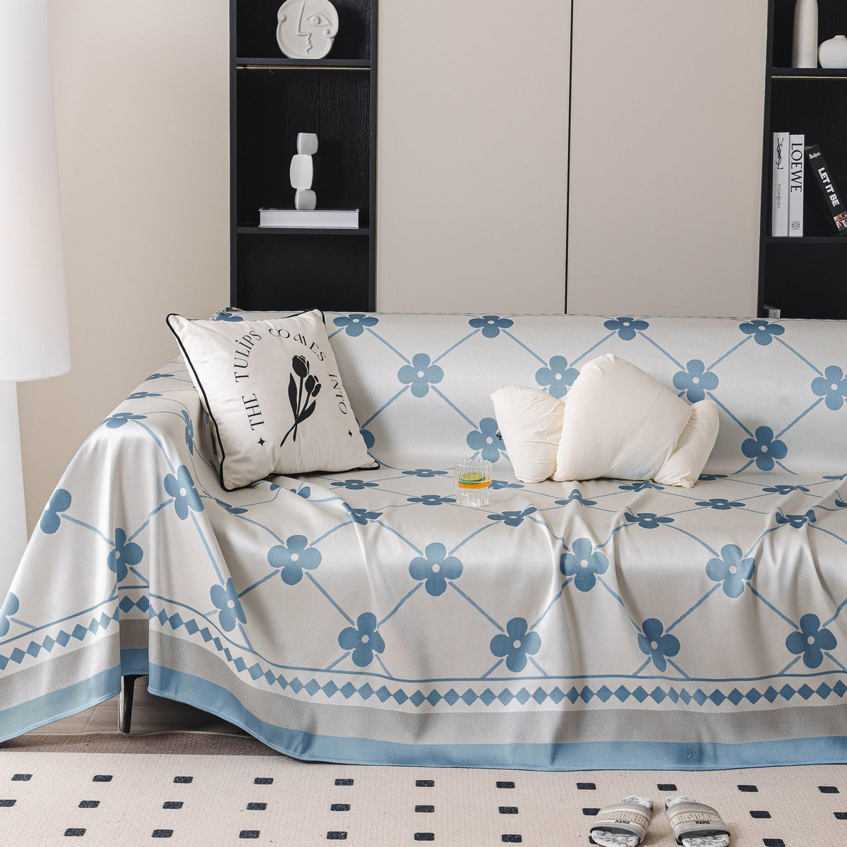 Cooling Four-Leaf Clover Hope Faith Love Luck Summer Comfy Ice Silk Furniture Throw Covers for Sofas